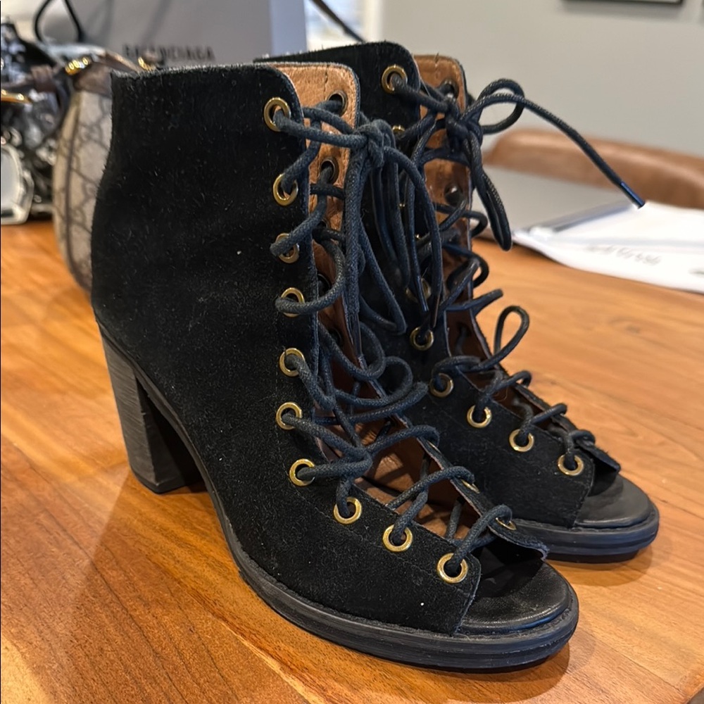 Jeffrey Campbell Black Lace-Up Heeled Boots - Picture 3 of 9